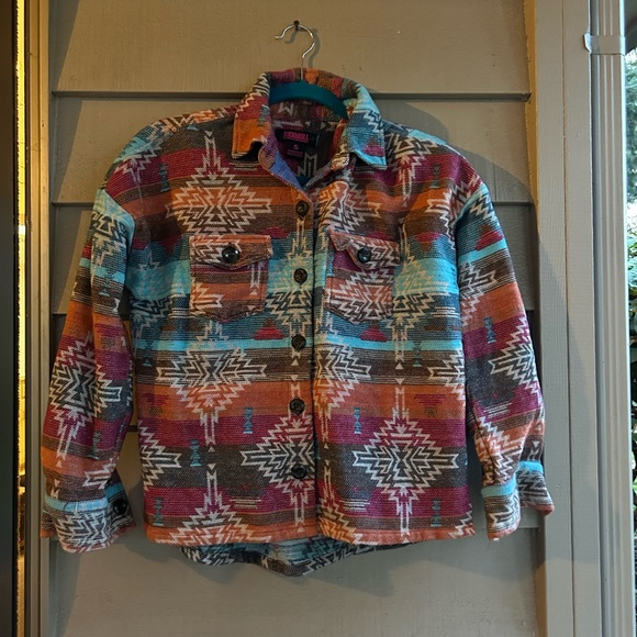 Rock & Roll Denim shirt/jacket bold tribal pattern, cotton  Sz S - Picture 1 of 6